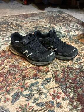New Balance 990v5 Made in USA Triple Black Suede Running Shoes W990BK5